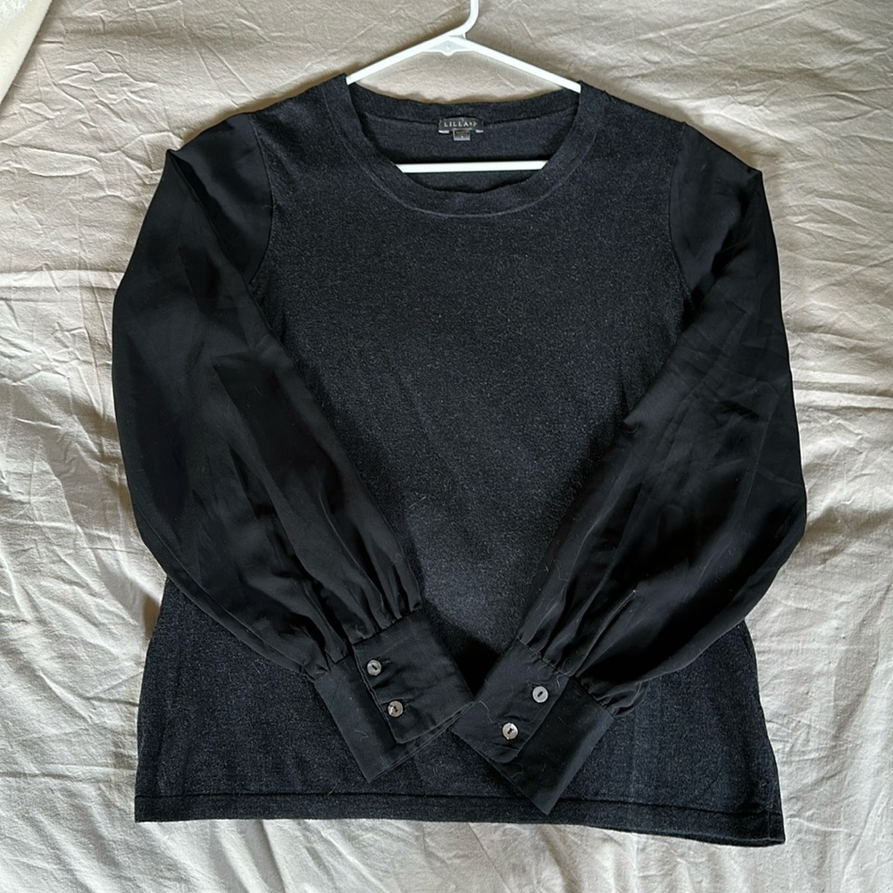 Lilla P Knit Sweater with Satin Balloon sleeves